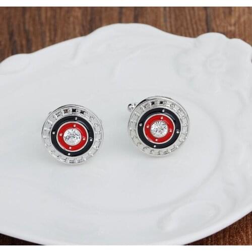 High quality 2cm rhodium plated alloy enamel crystal rhinestone stone pendant cufflinks xyc212