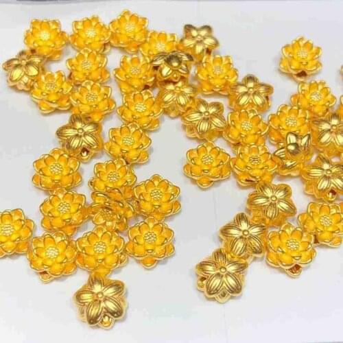 YUNLI Pure 999 Gold Lotus Pendant Real 24K Gold DIY Pendant Accessories for Women Fine Jewelry Gifts