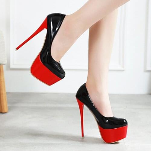 Platform Women Pumps Fashion Heel Concise Shallow Mouth Shoes Thin High Heels 16CM Ladies Shoes Pumps Wedding Party Shoes
