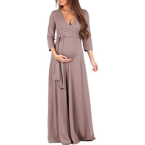 Women Maternity Dress for Photo Shoot Womens Pregnancy V Collar pregnant Dress Maternity Summer Print Sundress Art Photo gown