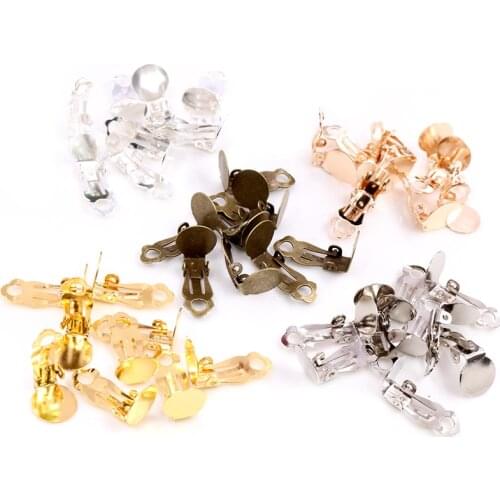 10mm 50pcs/lot High Quality 5 Colors Plated Iron Material Ear Clips ,Earrings Blank/Setting Base,Fit 10mm Glass Cabochons