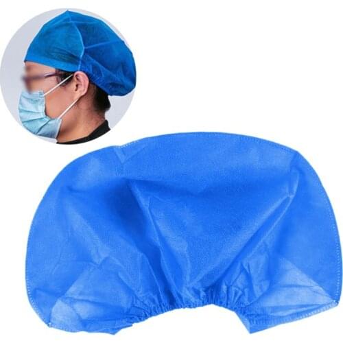 10Pcs Disposable Non-Woven Bouffant Dust-Free Work Head Cover Elastic Anti-Static Doctor Hair Net Headwear