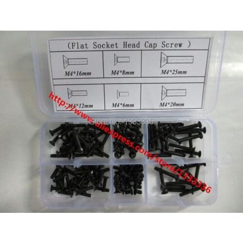 120pcs M4 Serie Flat Head Socket Cap Screw 10.9 Grade Accessories Kits Bolt M4X6/8/12/16/20/25mm