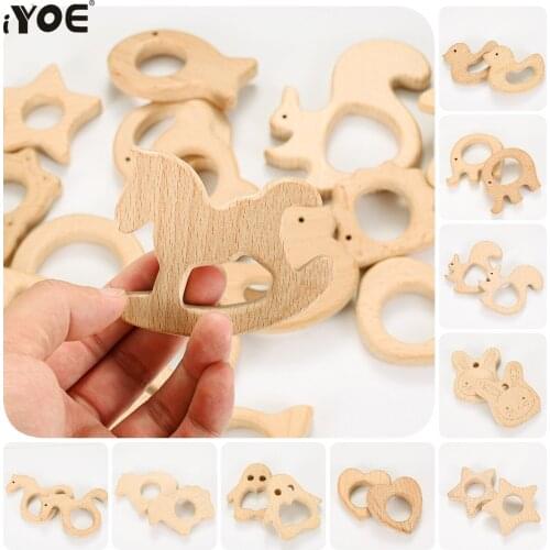 2pcs Natural Wood Animal Decoration Fish Star Heart Sheep Shape Handmade Molar Toy Pacifier Clip Tool Diy Handicraft Ornament