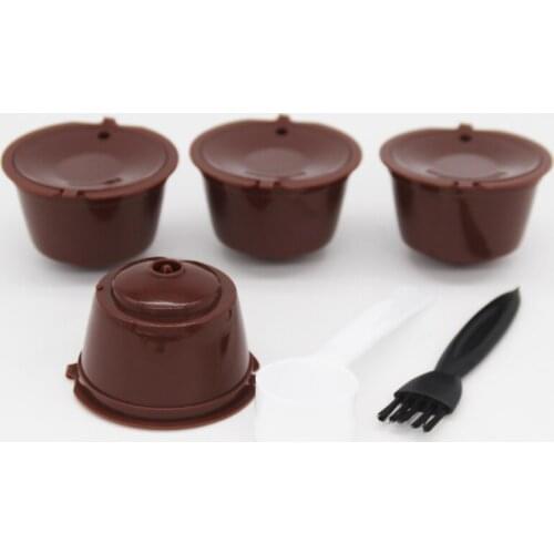 4PCS Reusable Nescafe Dolce Gusto Coffee Capsule Filter Cup Refillable Caps Spoon Brush Filter Baskets Pod Soft Taste Sweet