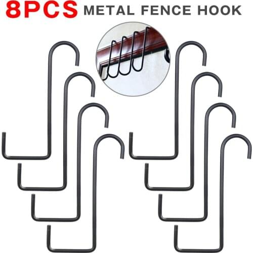 8PC Metal Fence Hook Balcony Garden Creative Hanging Basket Wrought Iron Hook Black Kitchen Rag Kitchen Utensil Hook