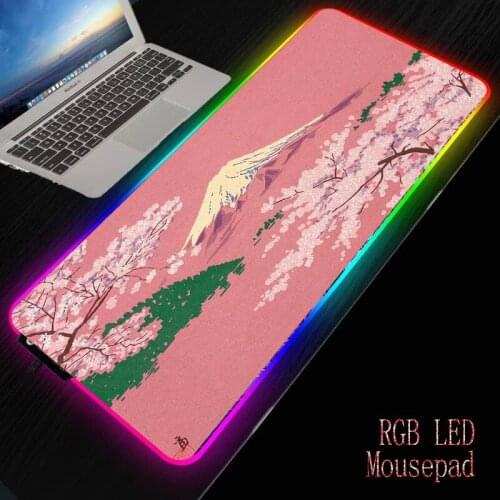 Pink Flowers RGB Large PC Gaming Mouse Pad Gamer Computer Mouse Mat XXL Mousepad Desk Mat Backlight Carpet for Keyboard Mause