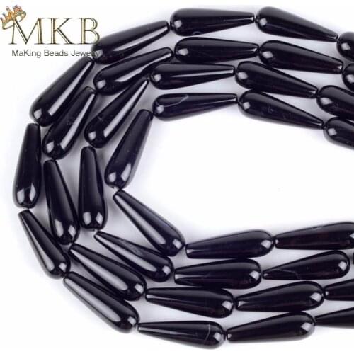Natural Stone Beads 11*30mm Black Agates Waterdrop Charm Beads Fit Diy Bracelet Necklace Accessories Jewelry Making Wholesale