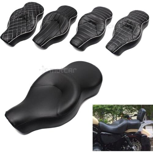 For Harley XL883 XL1200 N Sportster 05-13 Motorcycle Black Daimend Solo Leather+Soft Foam Style Rear Pillion Low-Pro Retro Seat