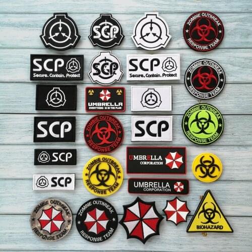 GUGUTREE embroidery HOOK&LOOP SCP patch,embroidered letter patches alphabet badges appliques for coats YCH-205236