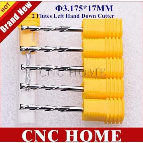 Quality Down CUTTER 3.175x17mm 2 Flute Carbide Spiral End Mill Tools Bits, 10 pcs CNC Wood Cutter Tool Acryl MDF Milling Bit Set