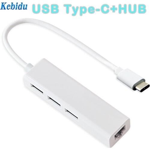 Kebidu Type C USB Hub 3 Ports USB 3.1 HUB Support RJ45 Network Card Lan Adapter for Macbook Wholesale
