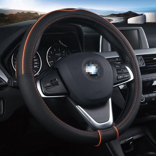 Leather Steering Wheel Cover Sport Car Steering-Wheels Covers Case For BMW Universal Size 36cm 38cm 40cm Auto Accessories