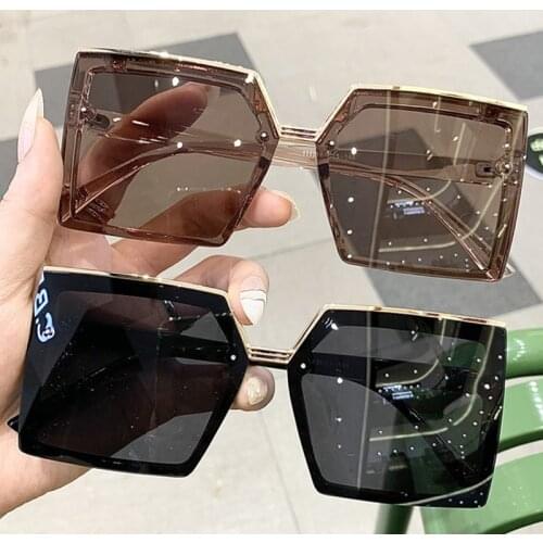 Square Women Sunglasses 2021 Fashion Oversized Tea Sun Glasses Female Gradient Elegant Shades Men Big Eyewear