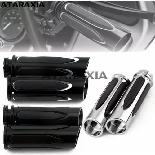 Motorcycle Universal Hand Grips Aluminum Handlebar Hand Grip For Harley Sportster XL883 1200 Softail Touring For Dyna Custom