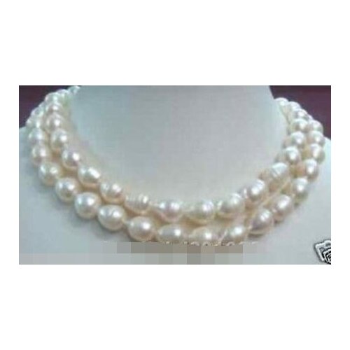 Natural 9-10mm SOUTH SEA WHITE pearl baroque NECKLACE 32"
