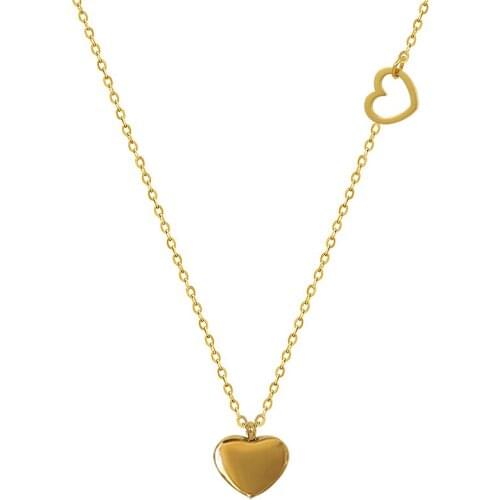 New Fashion Dainty Puffy Heart Necklace Stainless Steel 18K Gold Plated Heart Pendant Necklace Jewelry for Love Gifts