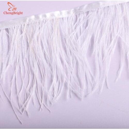 Wholesale 10Yards 10-15cm White Ostrich Feather Ribbon Ostrich Feathers Trim Fringe Clothing Decoration Plume Trim Diy