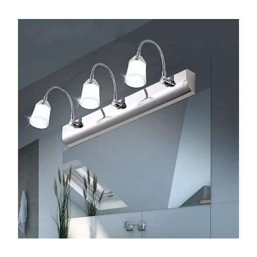 Simple modern LED non perforated stainless steel bathroom toilet makeup cabinet lamp telescopic mirror front lamp