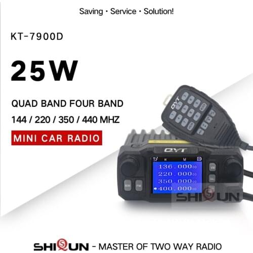 QYT KT-7900D KT-8900D Mini Amateur Mobile Transceiver Quad Band 144/220/350/440MHZ 25W Car Mobile Radio 10Km Walkie Talkie 10 KM