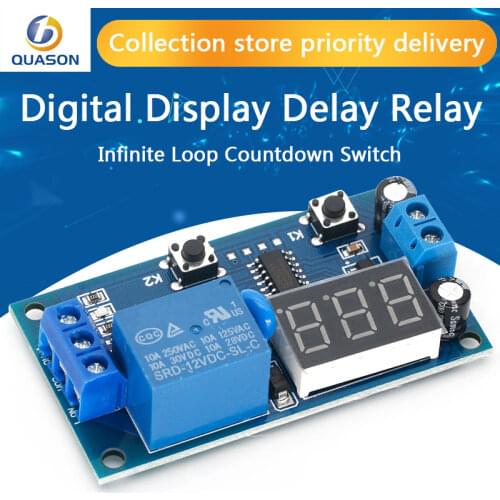 DC 12V Digital Display Delay Relay Delay Time Multi-function Module Infinite Loop Countdown Switch Control Module Timer Module