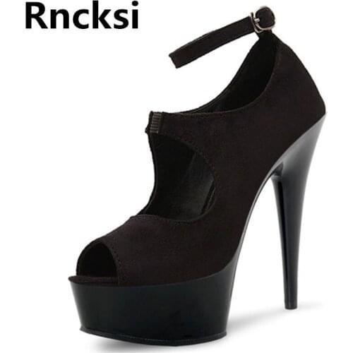 Rncksi Peep Toe Sexy Women Pole Dance Shoes Sandals Wedding Party 15cm High Heels Sandals With 5cm Platform Shoes