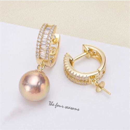 925 Silver Pearl Beads Stud Earrings Setting Base Diy Jewelry Making Findings&Components