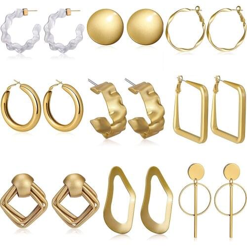 Bicux New Fashion Statement Earrings 2020 Geometric Matte Gold earrings For Women Hanging Dangle Drop Earrings modern Jewelry