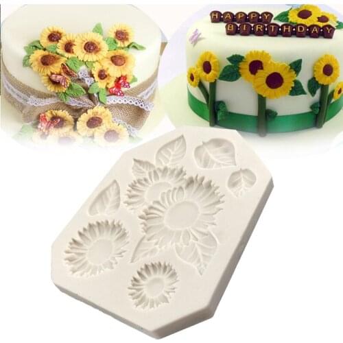 DIY Silicone Mold Sunflower Shape DIY 3D Fondant Jelly Molds Cake Decorating Tools mold tools