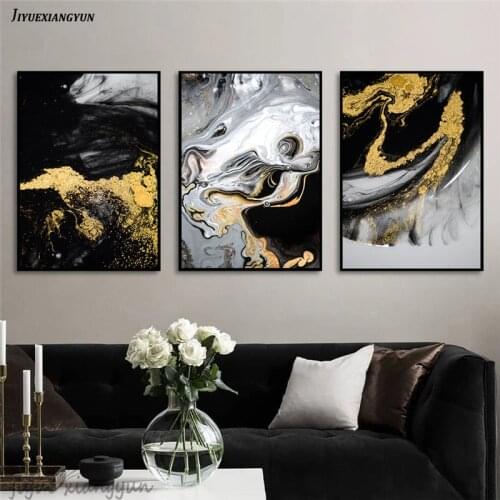 Modern Abstract Gold Luxury Canvas Painting watercolor Picture Home Decor Wall Art Minimalist Posters and Prints for Living Room