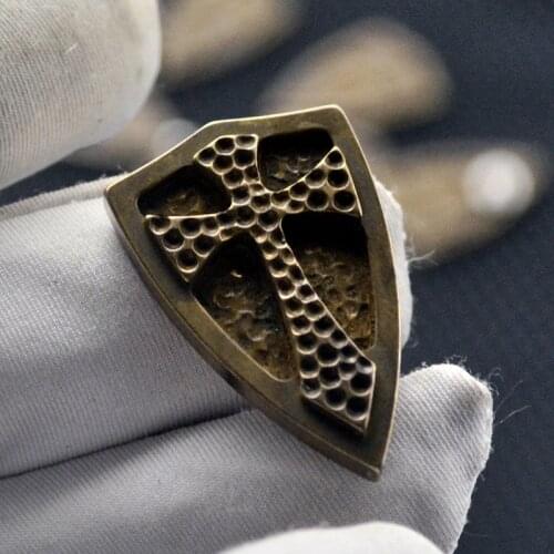 Steel flame darkness Cross the shield Brass material EDC tools Knife Making