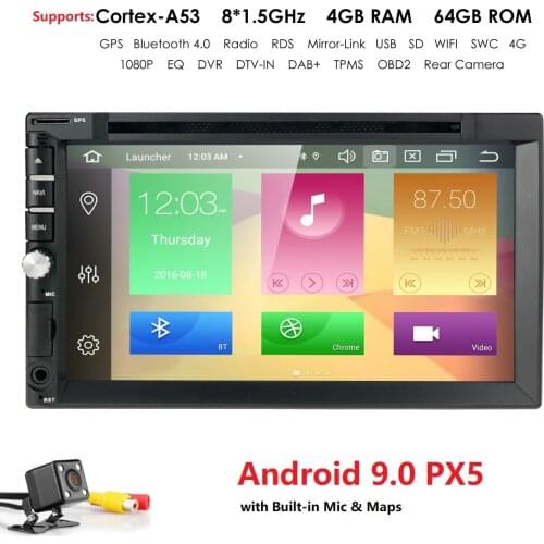7 inch Octa Core 4G RAM 64G ROM Android 9.0 Universal 2 DIN Car DVD IPS PX5 4G Internet Car Radio Auto Stereo