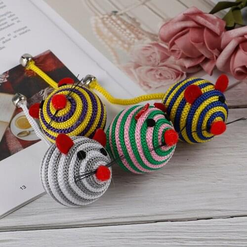 High Quality Tail with Bells Nylon Mouse Ball Cat Dog Interactive Bite Play Toy Pet Supplies