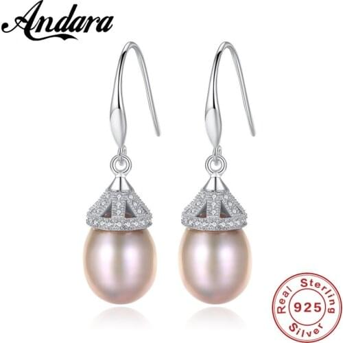 Pearl Jewelry 100% Natural Pearl Drop Earrings Women Girl Earring Solid Silver 925 Luxury Wedding Gift 2018 New