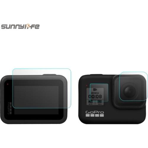 Sunnylife Tempered Glass Protective Film Set Lens Back Front Screen Protector for GoPro Hero 8 Black