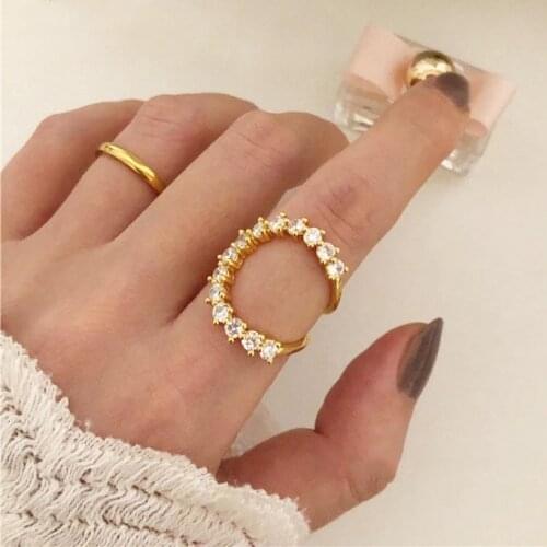 Luxury Brand Design Gold Finger Ring For Women Special Irregular Geometric Zircon Rings Girls Fashion Jewelry Party Gifts