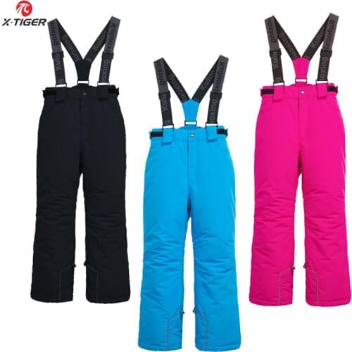 X-TIGER Ski Bib Pants Boys And Girls Winter -30 Temperature Sport Clothing Children Snowstorm Waterproof Keep Warm Sking Pants