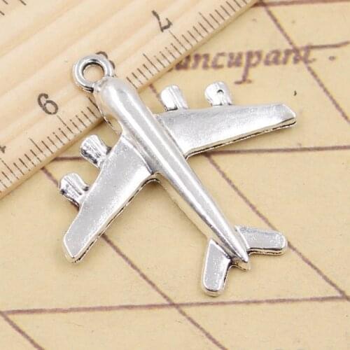 10pcs Charms Airplane Plane 38x38mm Tibetan Silver Color Pendants Antique Jewelry Making DIY Handmade Craft