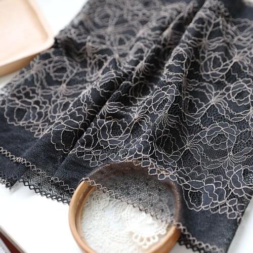 2meter/lot 27cm Good Quality Polyester 2Colors Knitted Elastic Net Embroidery Lace Fabric Sewing Textile Material X572