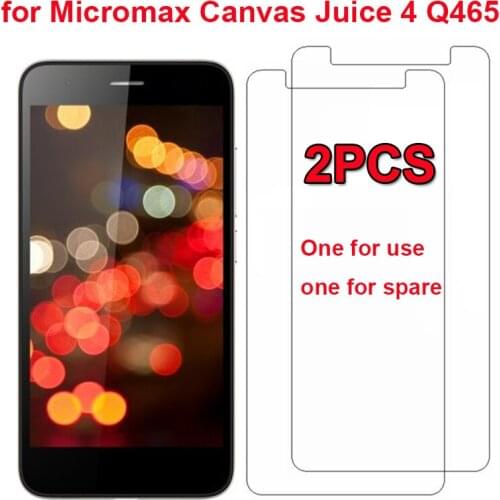 2PCS FOR Q465 Tempered Glass for Micromax Canvas Juice 4 Q465 Screen Protector mobile phone Scratch proof Protective Screen Film