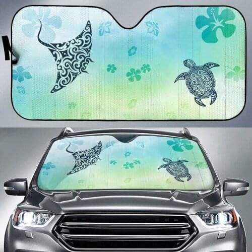 2021 New Polynesian Hawaii Turtle Printing Sun Shade for Car Universal Car Front Windshield Covers UV Protect Foldable SunShade