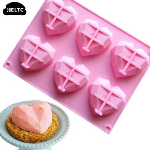3D Diamond Love Heart Shape Sphere Silicone Cake Mold Muffin Chocolate Cookie Baking Mould Pan Baby Birthday Cake DecoratingTool