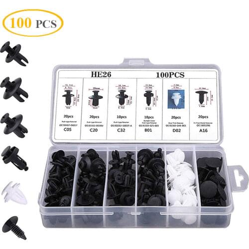 6 Sizes Auto Fastener Clip Plastic Clips Fasten Bumper Door Trim Fitting Disassembly Tool Remove Retain Rivets For Cars Clips