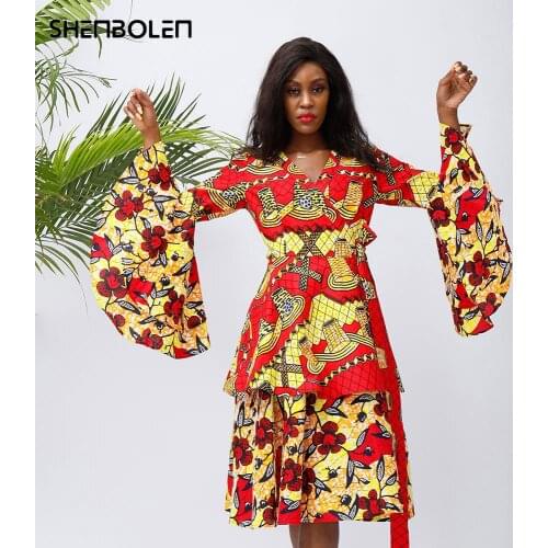 African Dresses For Women New Fashion 2021 Ankara Wrap Dresses African Traditional African long Sleeve Dress