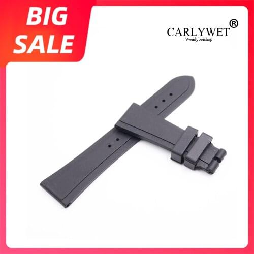 CARLYWET 22mm Luxury Blacl Soft And Comfortable Waterproof Silicone Rubber Replacement Wrist Watch Band without Clasp For Tudor
