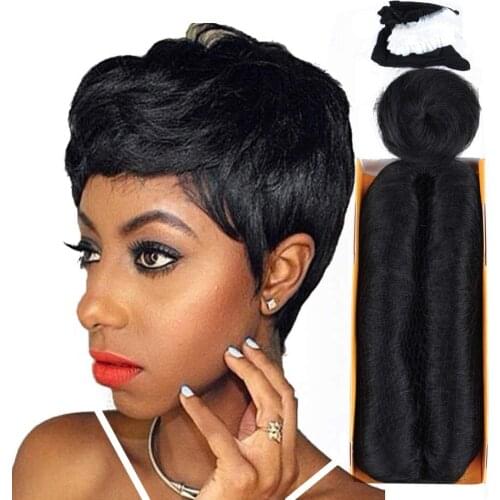 Human Hair Weaving 28 PCS/Pack 100g Brazilian Hair Extension Short Femi Weft Curl Bundles 3-5Inch (27PCS+1Cap)Free Shipping