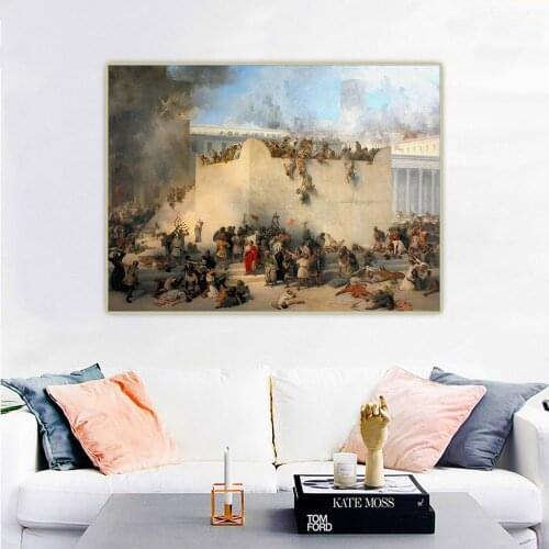 Citon Francesco Hayez《Destruction of the Temple of Jerusalem》Canvas Oil Painting Picture Background Wall Decor Home Decoration