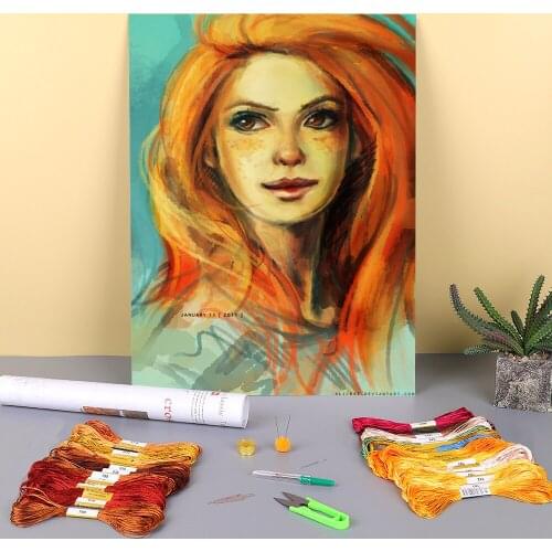 Doodles Pre-Printed 11CT Cross-Stitch DIY Embroidery Complete Kit DMC Threads Craft Handiwork Painting Handmade Package