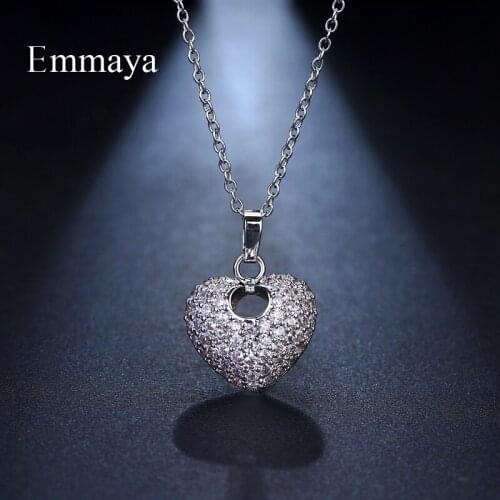Emmaya Brand Fashion Charm AAA Cubic Zircon Multicolor Romantic Heart Pendant Jewelry Necklaces For Woman Wedding Party Gift