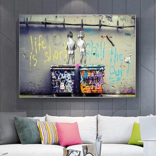 Banksy Artwork Life Is Short Chill The Duck Out Canvas Paintings Graffiti Street Art Pictures Wall Posters Home Decor Cuadros